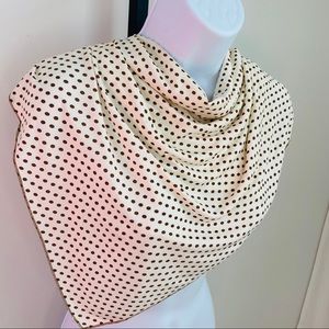 Cream & Brown Polkadot Square Scarf or Handkerchief